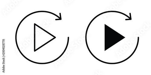 Play again icon vector editable stroke. logo symbol illustration.