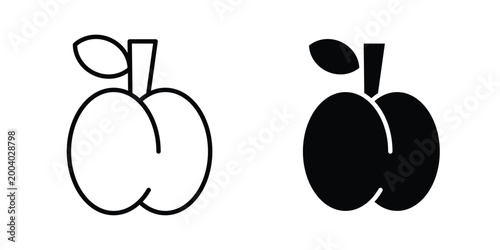 Plum icon vector editable stroke. logo symbol illustration.