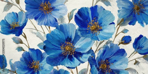 Vintage Watercolor Blue Flowers for Wallpaper and Background Designs