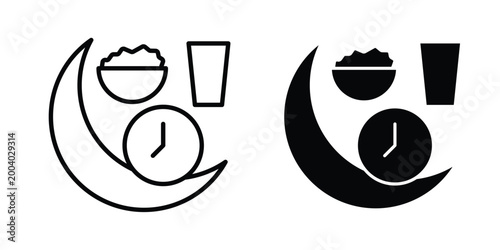 Ramadan iftar icon vector editable stroke. logo symbol illustration.