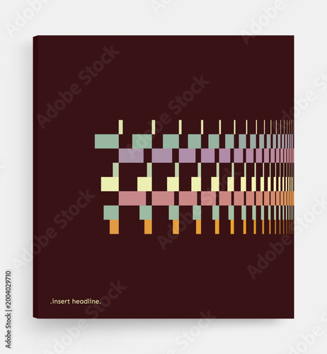 An abstract code matrix structure of large pixel elements. Digital flow. Geometric art. The design conveys a sense of movement. The pattern is enlarged horizontally in perspective. Technological style