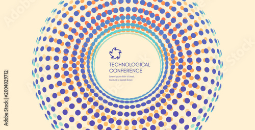 Torus. Grid. Event invitation template. Technological conference. 3d vector illustration for online courses, master class, seminar, presentation, webinar or lecture.