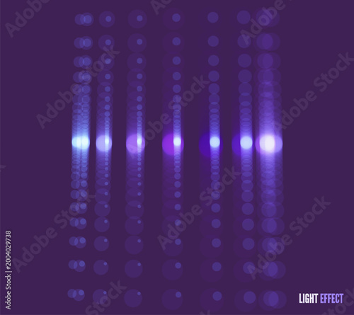Bright vertical lines with a flash effect. A stream of energy particles with a slight shimmer. Bokeh highlights. Vector illustration for brochure, poster, cover, card, presentation, flyer or banner.