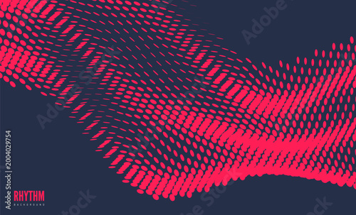 Dynamics particles. Abstract wavy background. Wave with connected dots. Big data. 3D grid surface. Illustration for brochure, poster, cover, presentation, flyer or banner.