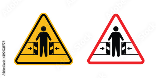 Risk of crushing warning sign vector editable stroke. logo symbol illustration.