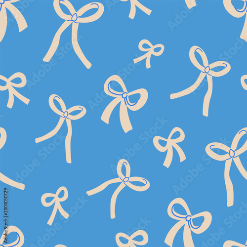Ribbon bows, seamless pattern for wrapping, fashion textile, cloth design. En...