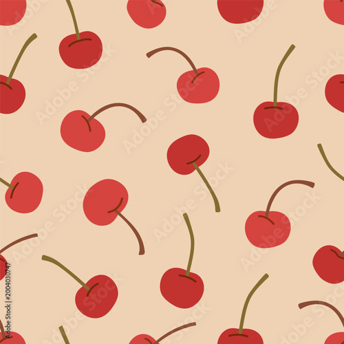 Cherry, seamless pattern for wrapping, textile, cloth, fabric design. Endless...