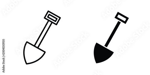 Shovel icon vector editable stroke. logo symbol illustration.