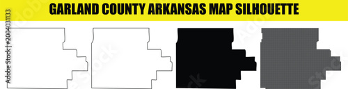 Garland county arkansas map silhouette graphic illustration.