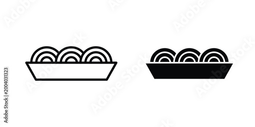 Spaghetti pasta icon vector editable stroke. logo symbol illustration.