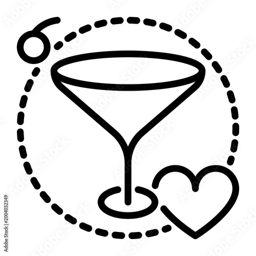 martini glass icon, line icon style