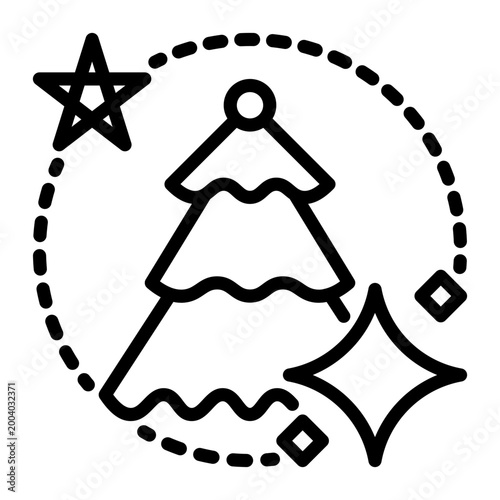 Christmas Tree icon, line icon style