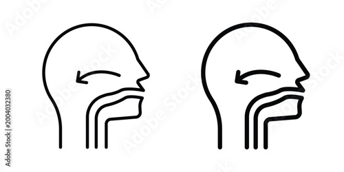 Swallowing reflex icon vector editable stroke. logo symbol illustration.