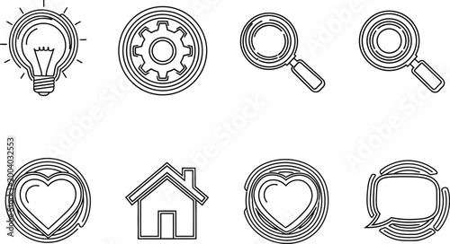 Fingerprint icons creative representations of life's essentials in circular designs