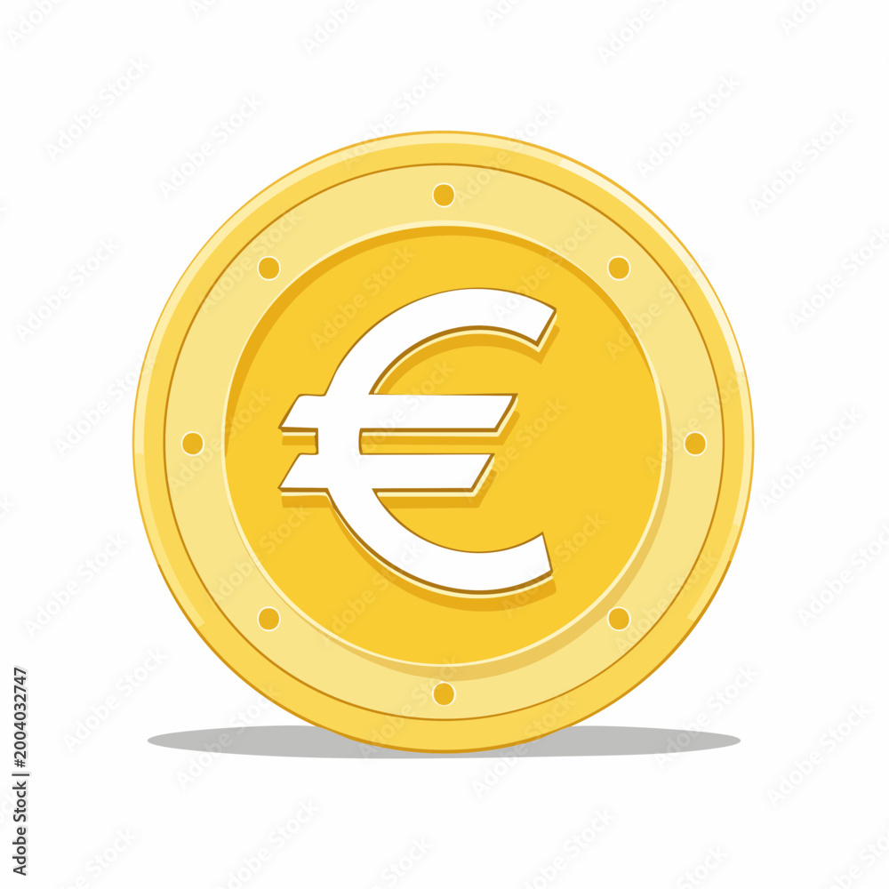 Obraz premium Golden Euro Coin with Symbol