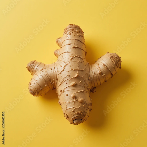 ginger on yellow isolated