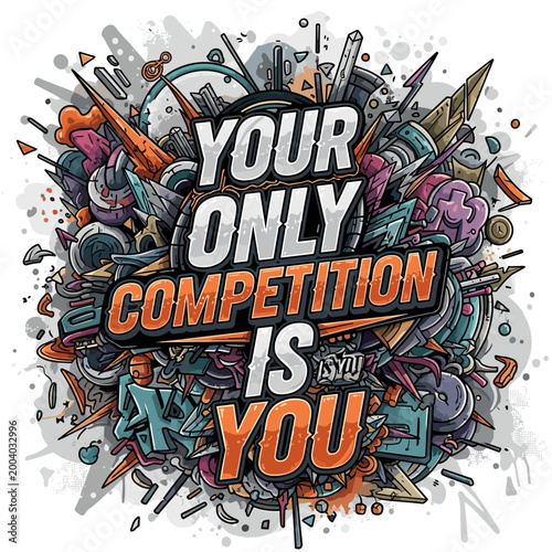 Your Only Competition Is You Motivational Quote Poster Graffiti Art Design Typography Illustration