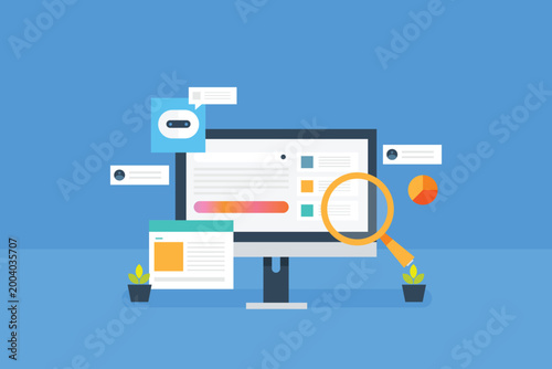 Принти на полотні Search engine uses artificial intelligence to display search results based on user query
