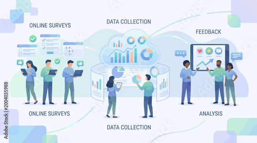 Foto Diverse business professionals collaborate on data collection analysis and feedb