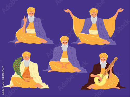 Guru Nanak Jayanti Sikh Guru Vector