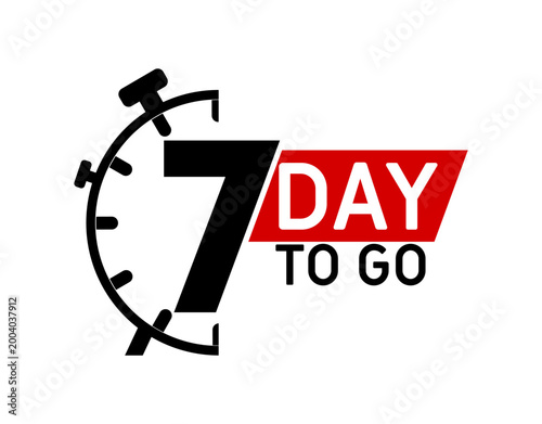 Vector illustration of a 7 days to go countdown icon isolated on white background for sale promotion or event reminder