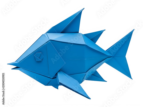 Blue origami fish model
