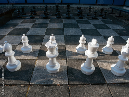 Large outdoor chess board with pieces