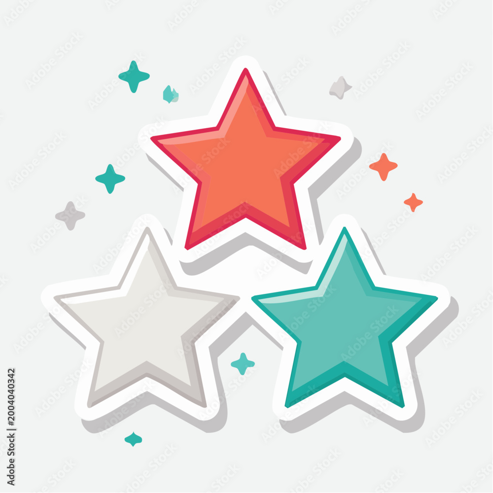 Fototapeta premium Three Colorful Stars with Sparkles