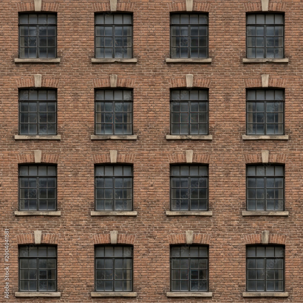 Fototapeta premium Brown brick building with many windows.