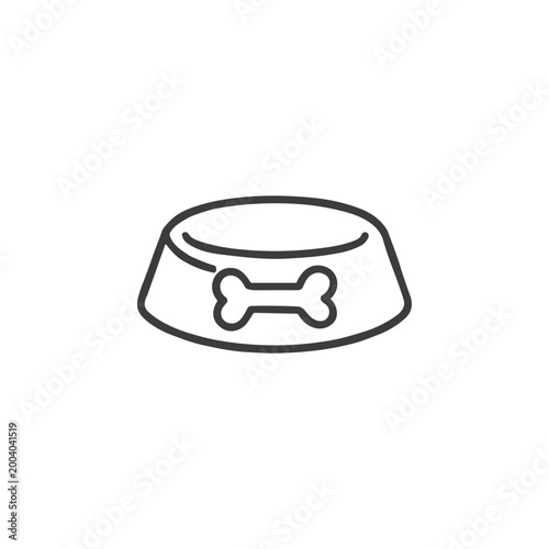 Dog Bowl Icon with Bone