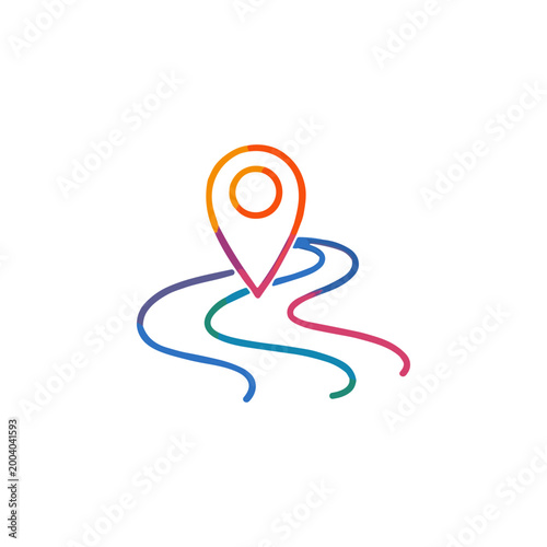 Location Pin on Winding Road