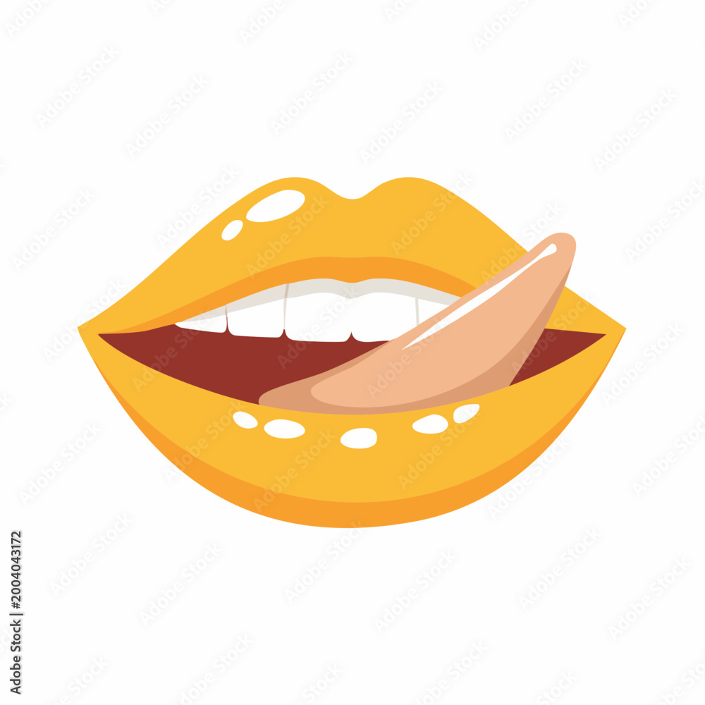 Obraz premium Yellow Lips with Tongue Out