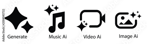 Tableau sur toile Minimal ai feature icons set with generate music video and image creation tools