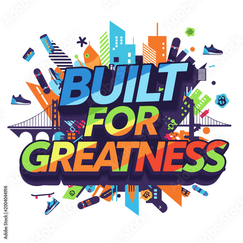 Built For Greatness Motivational Urban Streetwear Graphic Illustration