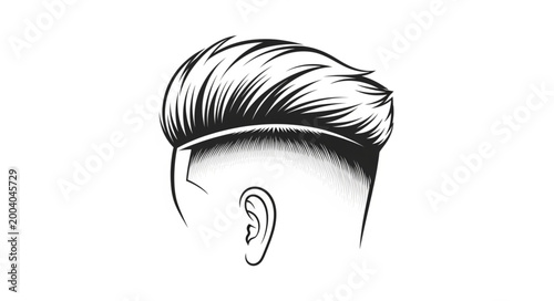 Fotografie Close up of a mans haircut with a fade and styled top.