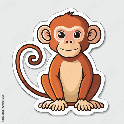 Cute Cartoon Monkey Sitting