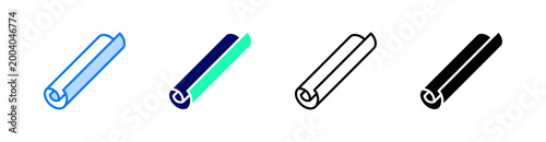 Paper Roll Multiple Style Icon Set Vector 