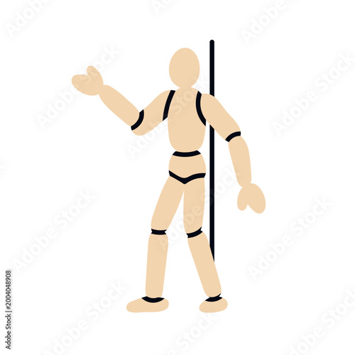 Wooden mannequin model for anatomy study and drawing, art education. Wood fig...