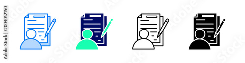 Copywriter Multiple Style Icon Set Vector 