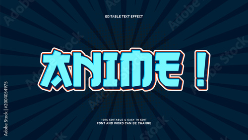 Modern Blue Anime Comic Text Effect with Pop Art Sunburst Background