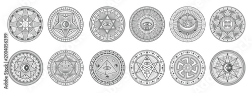 фотографія Set of astrology occult alchemy masonry esoteric signs vector illustration