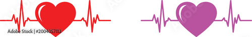 Heart beat pulse line icons Vector