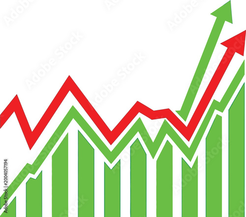 Green and red stock chart Vector