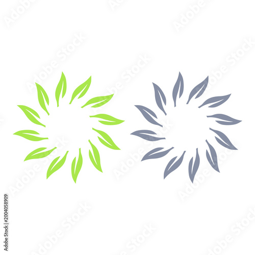 GREEN LEAVES IN CIRCLE SIGN SYMBOL LOGO VECTOR