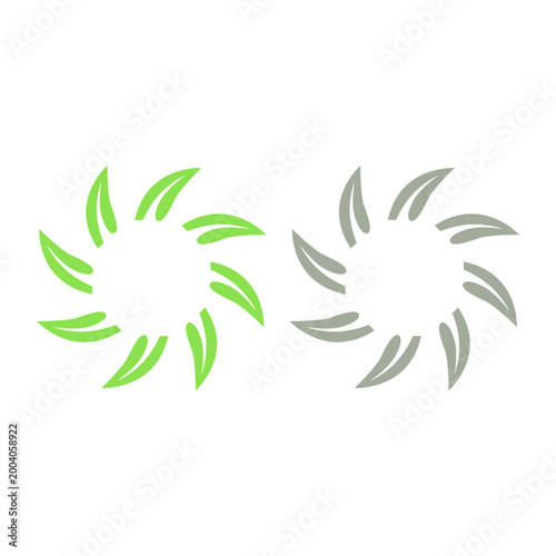 GREEN LEAVES IN CIRCLE SIGN SYMBOL LOGO VECTOR