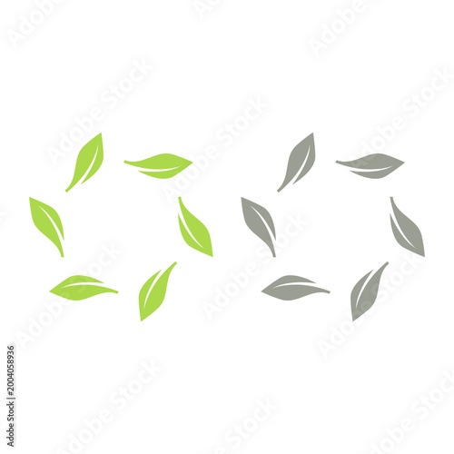 GREEN LEAVES IN CIRCLE SIGN SYMBOL LOGO VECTOR