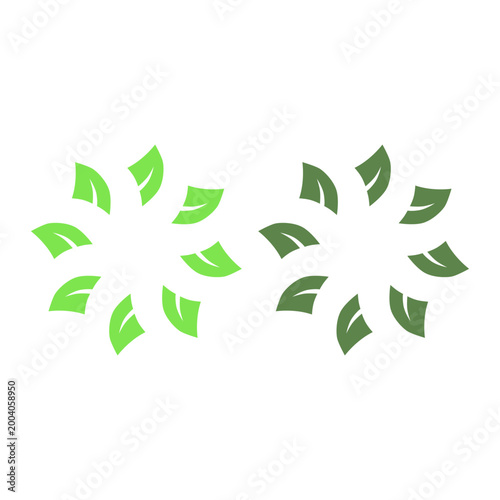GREEN LEAVES IN CIRCLE SIGN SYMBOL LOGO VECTOR