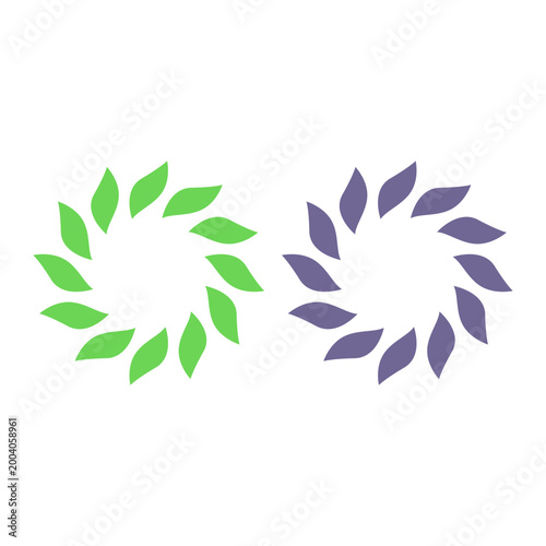 GREEN LEAVES IN CIRCLE SIGN SYMBOL LOGO VECTOR