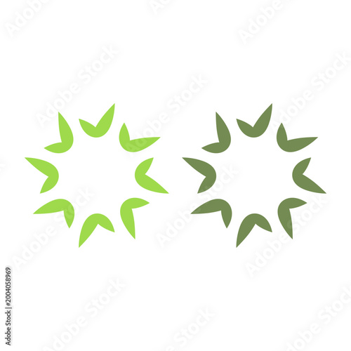 GREEN LEAVES IN CIRCLE SIGN SYMBOL LOGO VECTOR