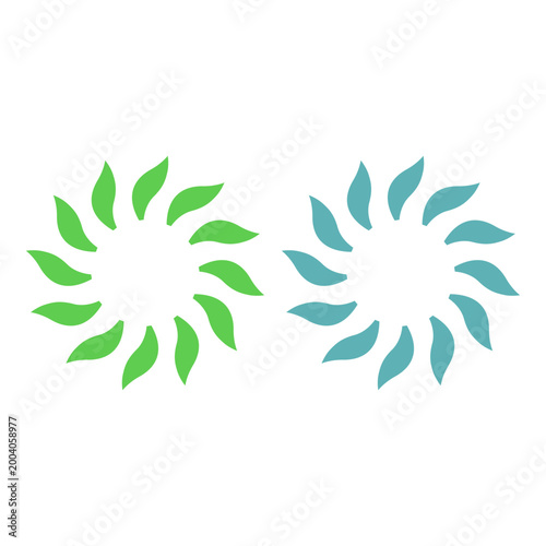 GREEN LEAVES IN CIRCLE SIGN SYMBOL LOGO VECTOR